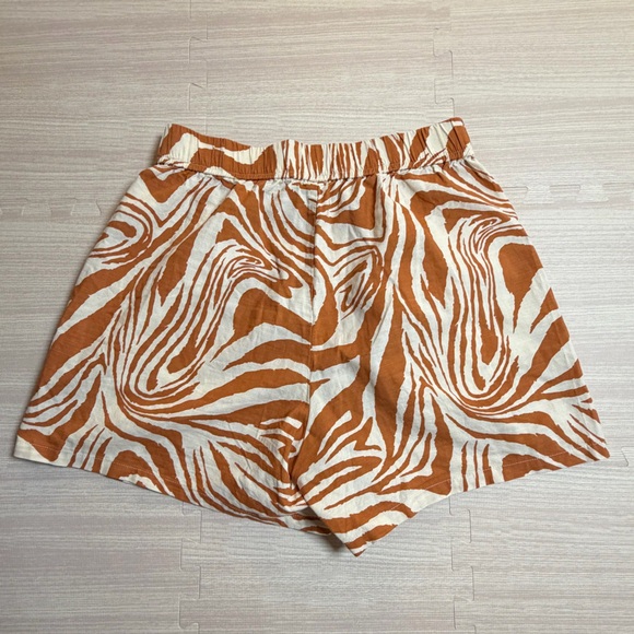 Quiksilver Zebra Print Shorts M Elastic Waist Boho Summer Casual Orange - Picture 14 of 14